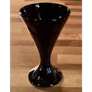 Arcoroc Black Amethyst Pilsner Glass Embossed Leaf Pattern 6” France